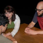 Jaguer Heier, Brigitte Ditmars and Matt W. Miles as Robbie, Adult Nicole and Adult Sam in The Big Meal at TLP