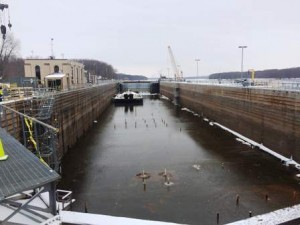 Lock and Dam 13 from the north end of the structure